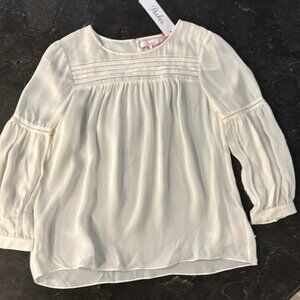 Parker Cheryl Silk Pin-Tuck Blouse size S